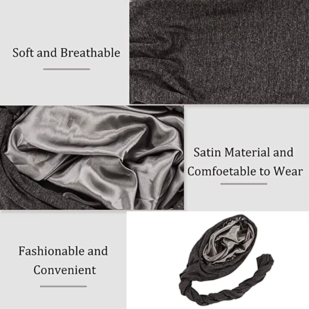 Pullover Turban for Men Vintage Head Wraps for Men Stretch Modal and Satin Turban Scarf Tie for Hair