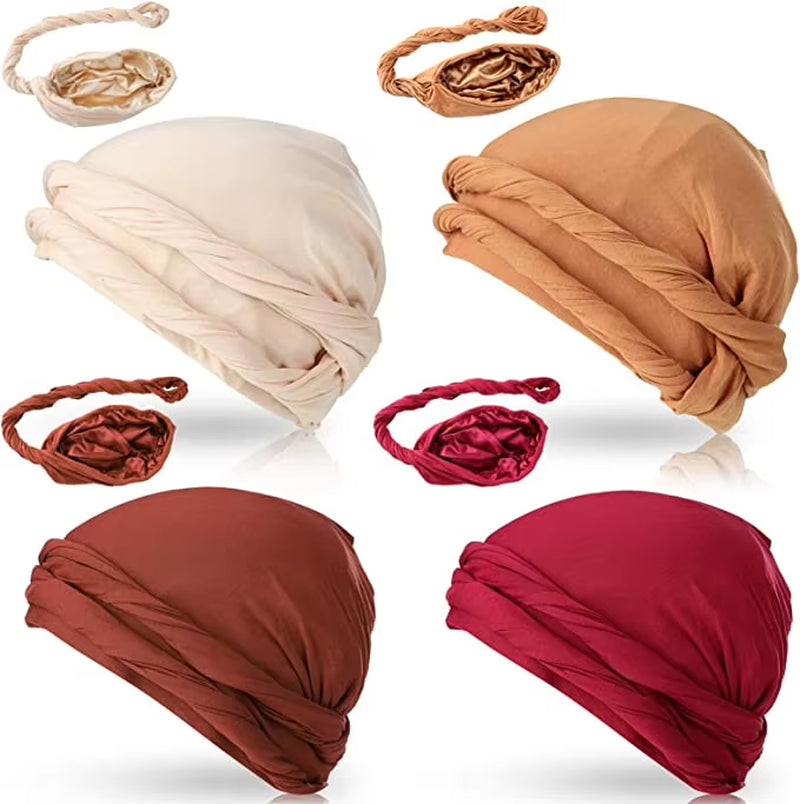 Pullover Turban for Men Vintage Head Wraps for Men Stretch Modal and Satin Turban Scarf Tie for Hair